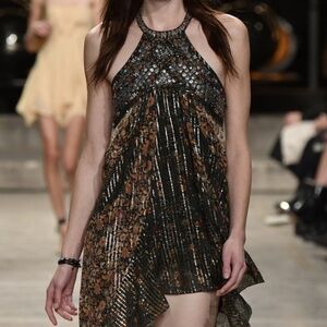 $$$1490 Isabel Marant 2023 SS Runway Orfra Silk Mini Dress Sz 36, Gorgeous!!!